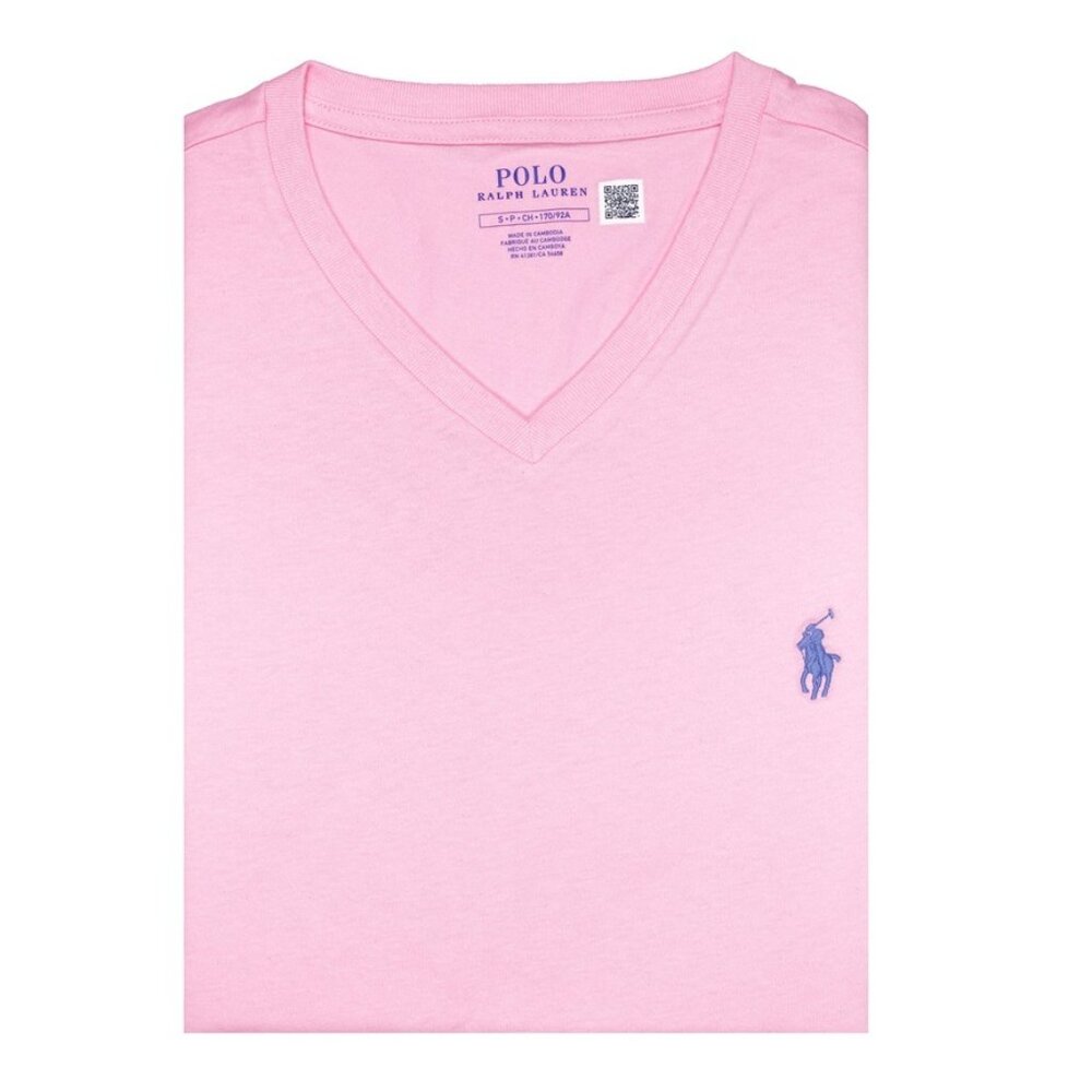 NWT Polo Ralph Lauren Men SS Pony V-Neck T-Shirt Tee Pink MSRP $55.00